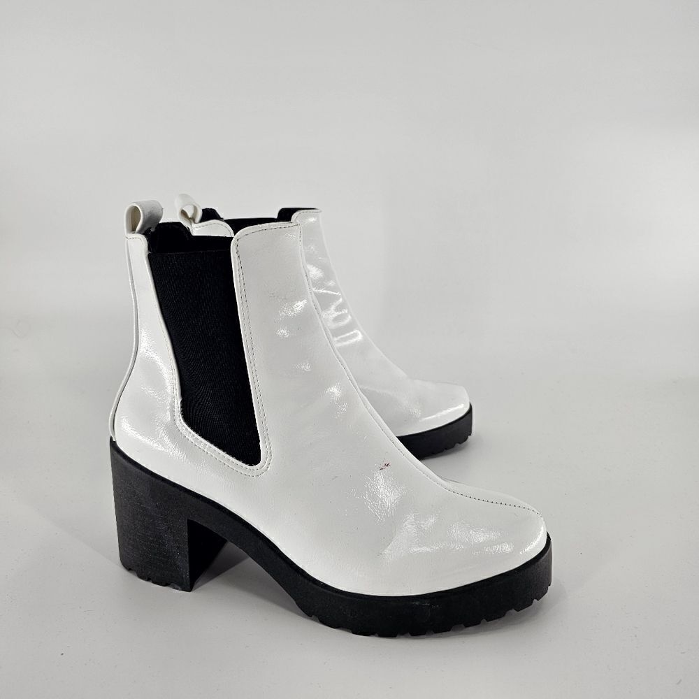 White 6 disco boots y2k 90s heel booties chunk
